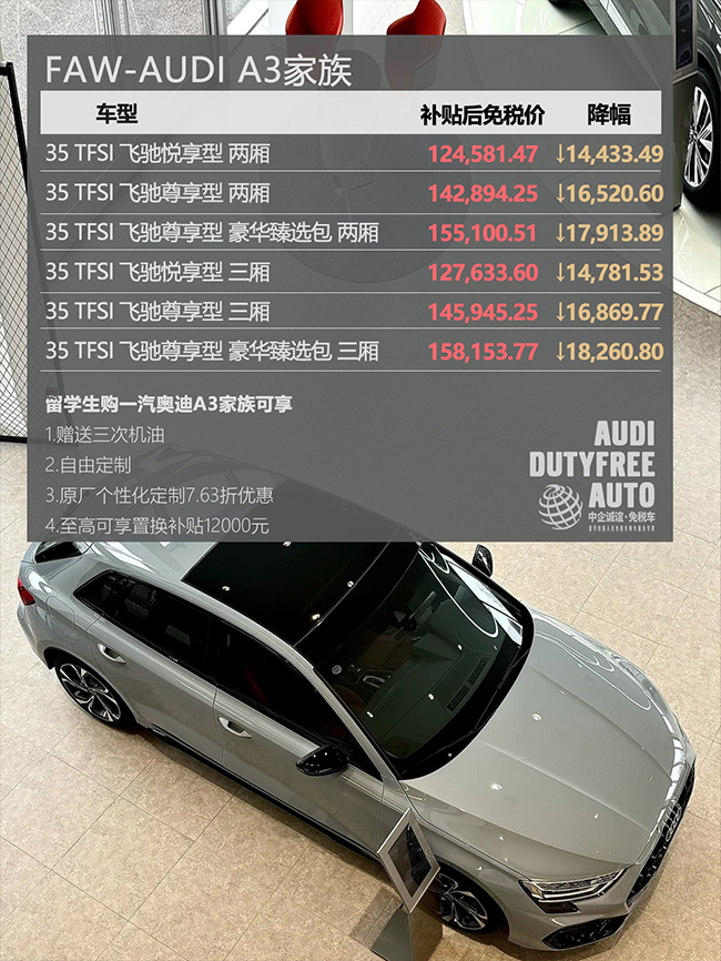 中企誠誼奧迪留學(xué)生免稅車